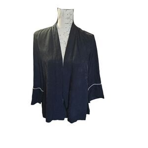 MAJE Gorgeous Black Kimono Jacket size 2 Small Jacket Pleated Jacquard Capsule